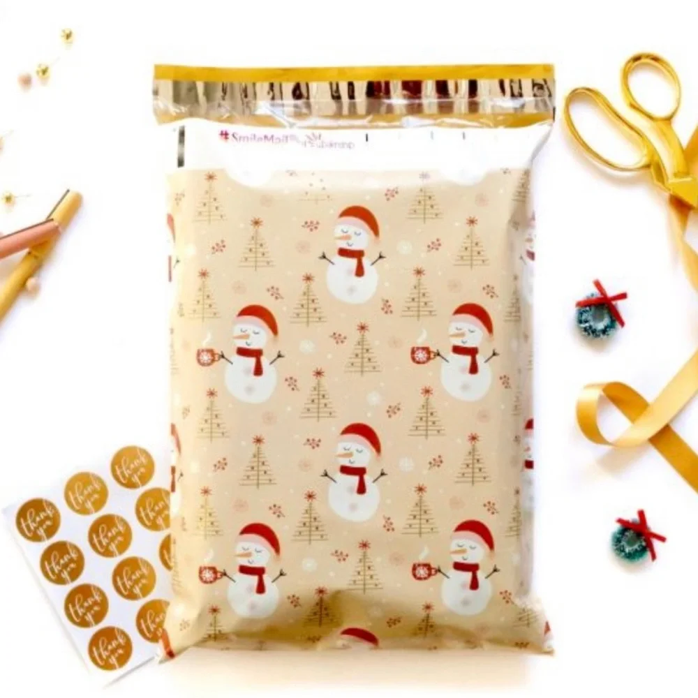 Snowman Holiday Poly Mailers Christmas Designer Shipping Bags Nwt